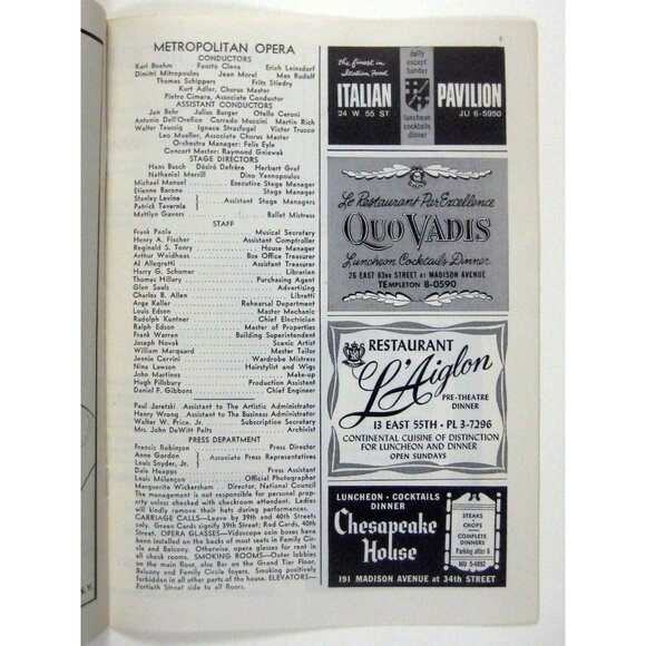 Program 1958 Season Metropolitan Opera Die Walkuere Otto Edelmann Irene Dalis - Picture 4 of 7